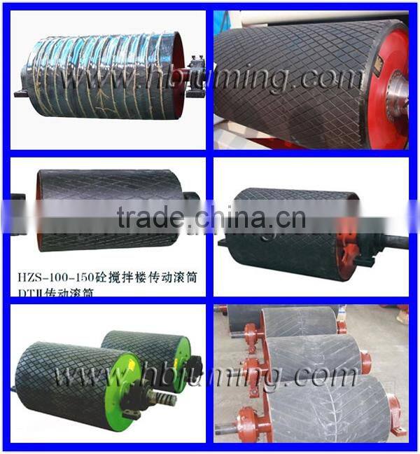 Rubber lagging flat belt drive pulley