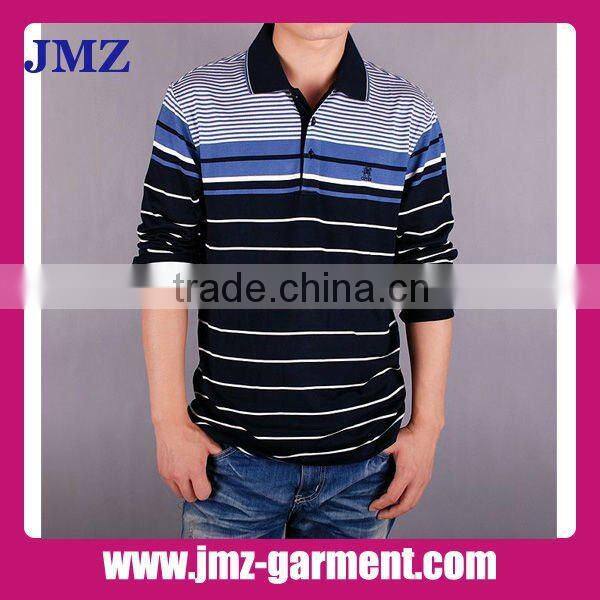 White red stripe long sleeve polo shirt