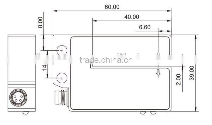 FC-2100 2mm slot label photo sensor, optical sensor for package machine