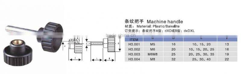 knurled head plastic machine handle