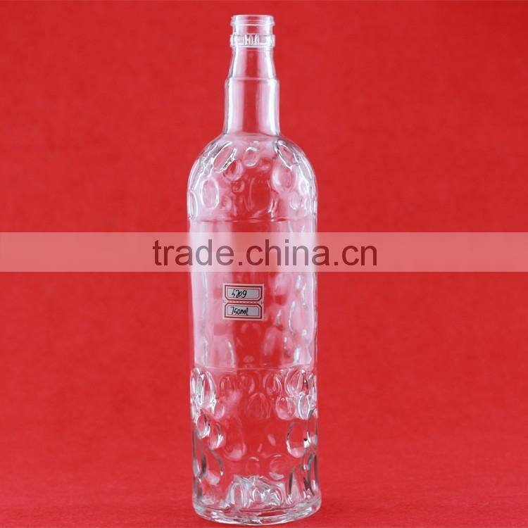 2015 new design Round frosted vodka bottles 750ml flint glass wine bottle Canopus glass liquor bottles