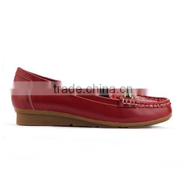 Newest design Stone Pattern shoes Red color women footwear genuine cowhide leather lady flat casual shoes