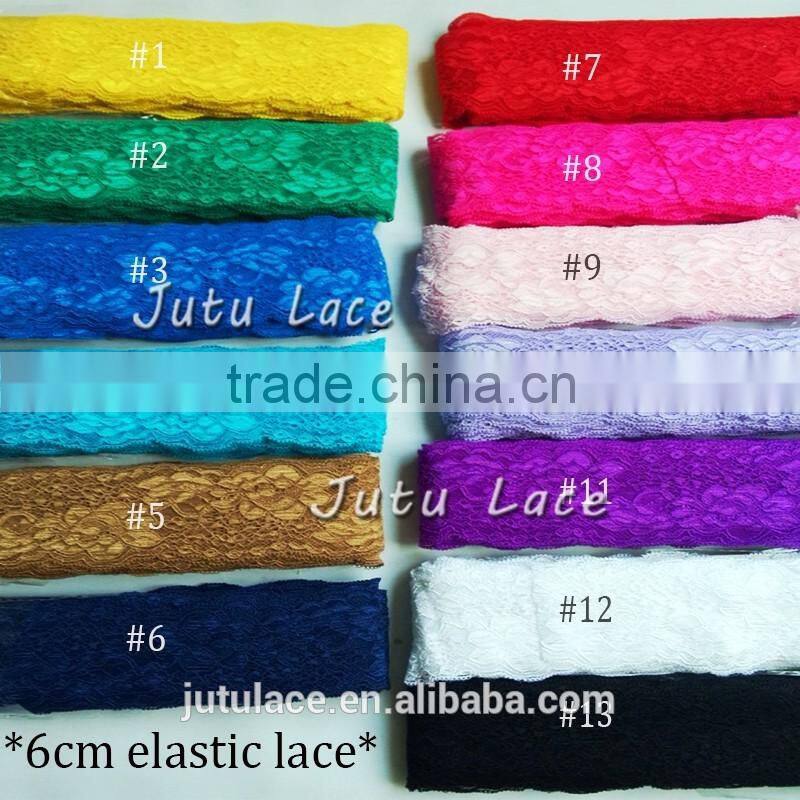 Hot-selling 8cm width lace elastic hair bands -stretchy elastic trim -decorative lace trim