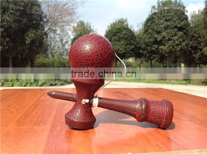 Full painted red with black all crack kendama,super fun kendama toy,hand and eye coordination wooden kendama toy
