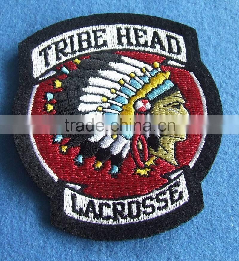 factory made personalized design 100% embroidery uniform textile patches with self adhensive backside
