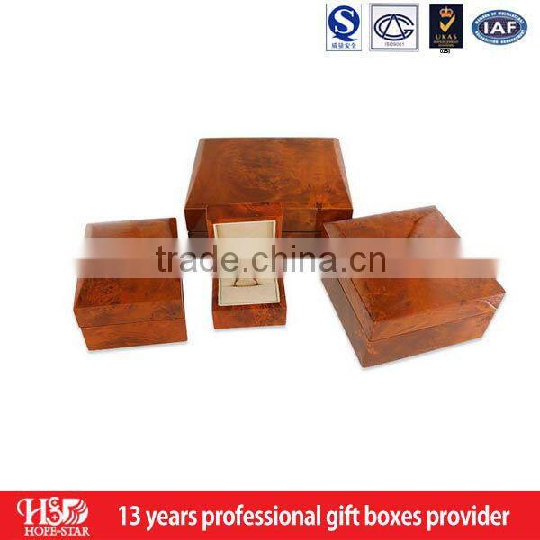 Customized square wooden jewellery box,wooden velvet ring box wholesale