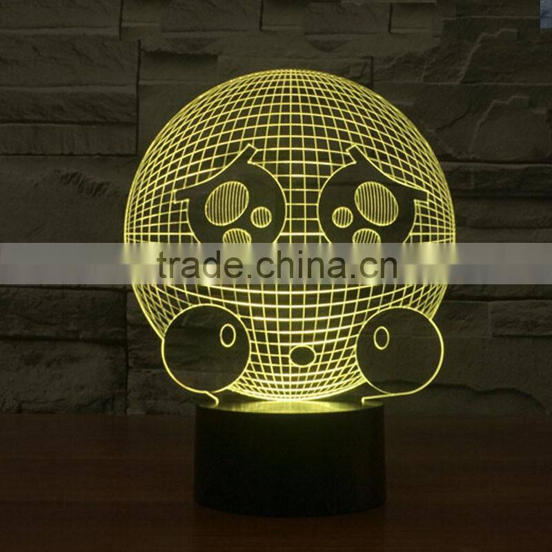 Acrylic 3D QQ Sad Expression LED Night Light Creative Stereoscopic 7 Colors Flashing Touch LED Bedside Lamp Christams Gift Light