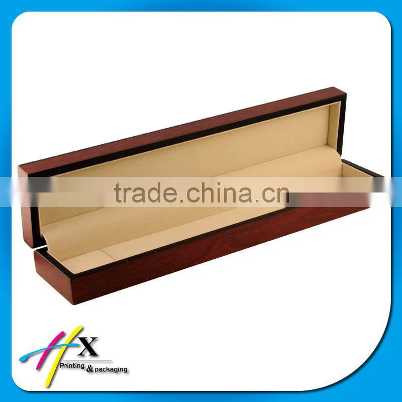 high end brand necklace wooden box with logo printing