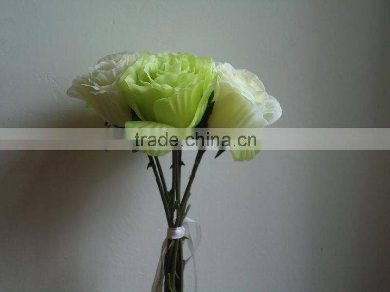 artificial wedding flower rose bouquet with 6 head
