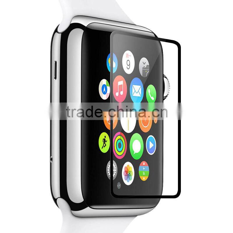 Wholesale 0.33mm 2.5 round edge Full coverage black side glass screen protector for apple watch 3.8mm / 42mm