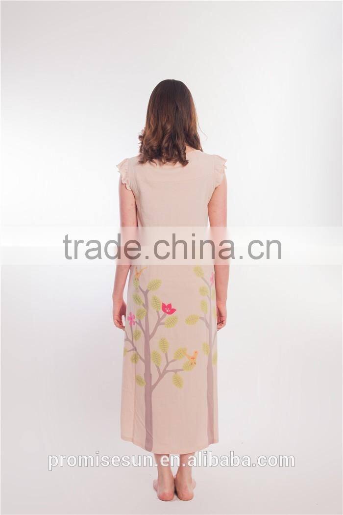 100% cotton printing sleeveless comfort sexy hot nightwear for women