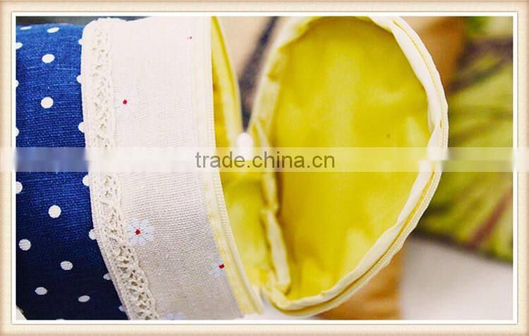 Cute round tissue box /cotton and linen desk storage cylinder tissue box