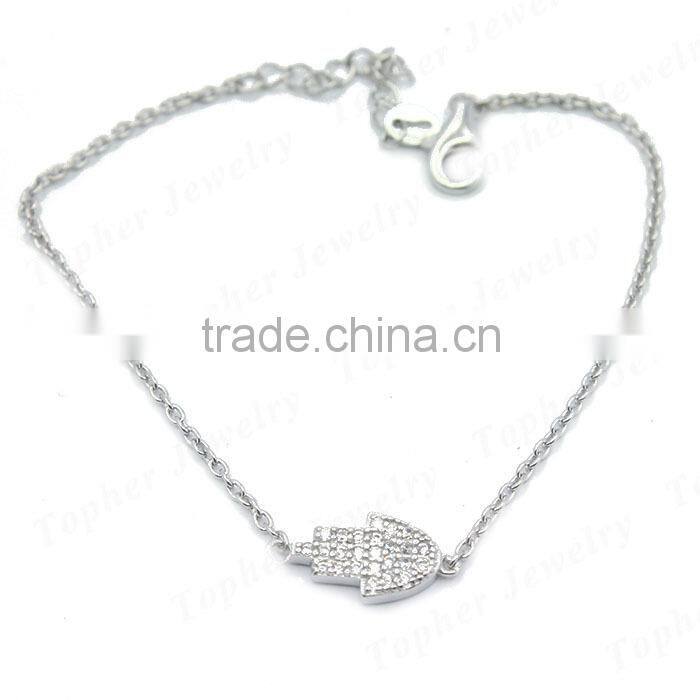 Wholesale 925 sterling silver hamsa charm bracelet