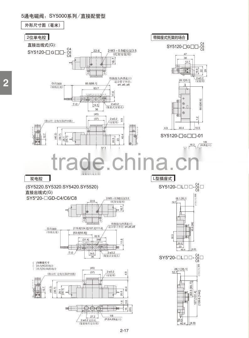 SY3120 SY5120 SY7120 high frequency 5/3 solenoid valve pneumatic air valve