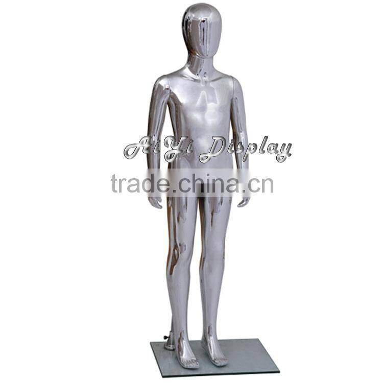 new fashion 2015 new silver chrome PP chrome window display children's mannequin