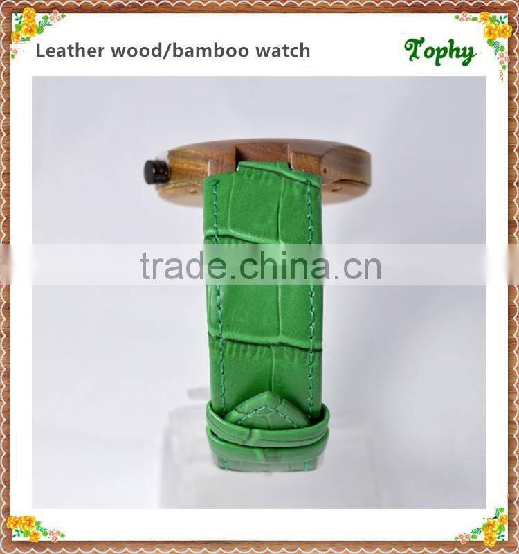 Trade Assurance Bamboo Wooden Watches 2016 New Products Men's With Genuine Leather Band Luxury