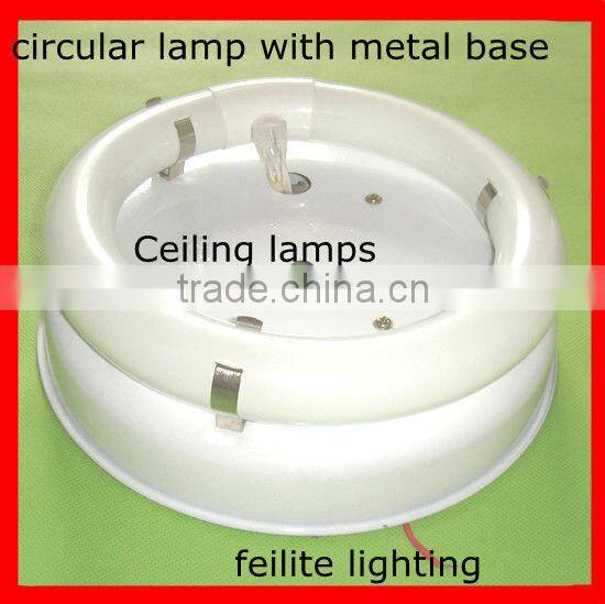 Circular lamp with ceiling metal base