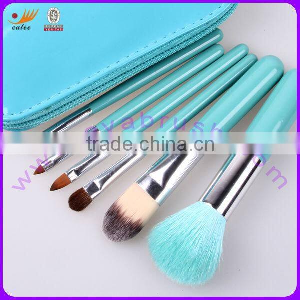 6pcs Nice Blue Zip Pouch Mini Cosmetic Brush Kit