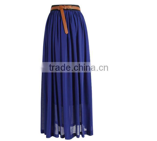 Sexy women Chiffon Pleated Maxi Long Dress Elastic Waist Bust Skirt
