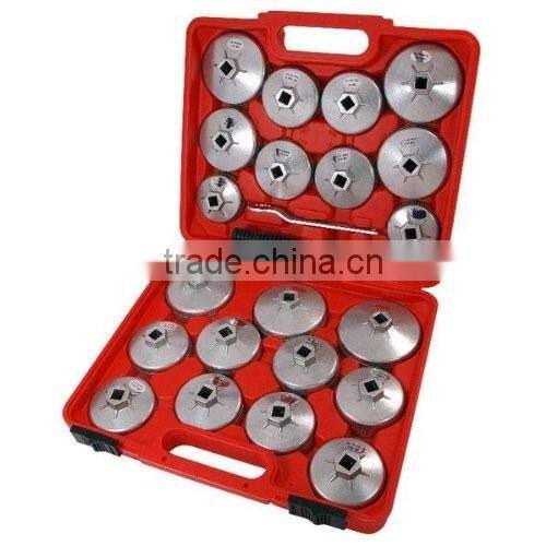 23PCS Cup Type Oil Filter Wrench Set Aluminum Alloy Cup Type Oil Filter Wrench Socket Removal Garage Tool