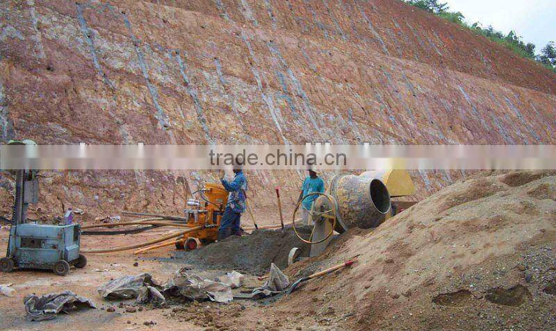 Underground application of concrete spray shotcreter