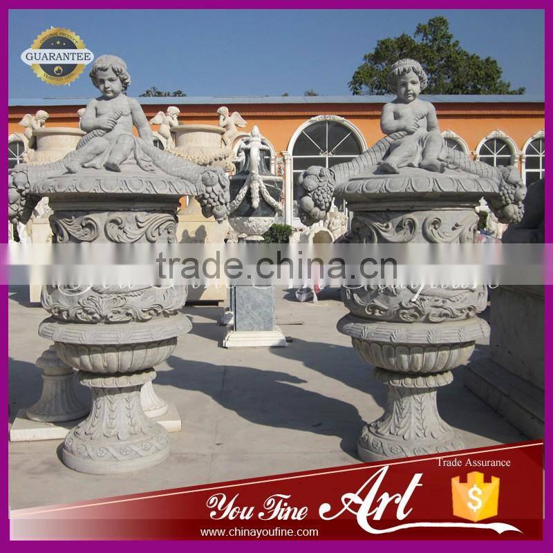 garden decoration marble planter with angel