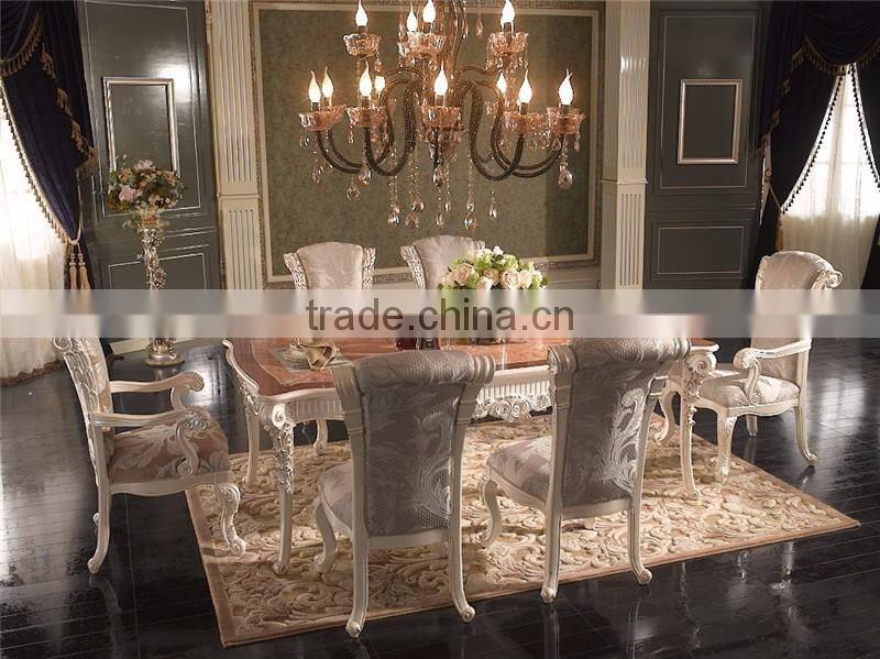 Antique Fashion Paris Round Dining Table Set, Latest Design Double Layer Dining Table Set with Lazy Susan