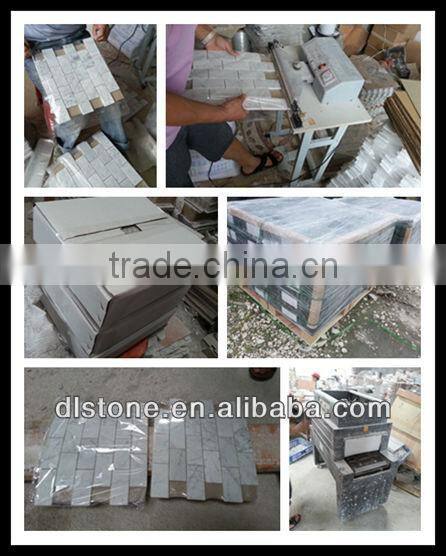 Irregular Brick Type Wooden Vein white Marble Mosaic tile 12x12 polished price