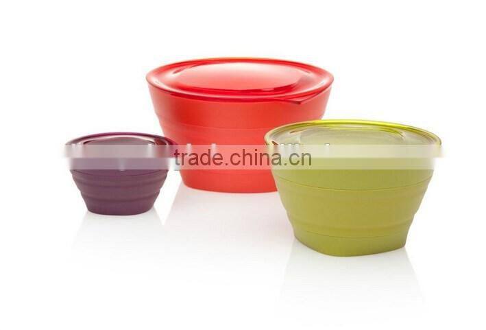 Collapsible Bowl Set | 4oz , 16oz , 32oz, Eggplant, Lettuce & Tomato