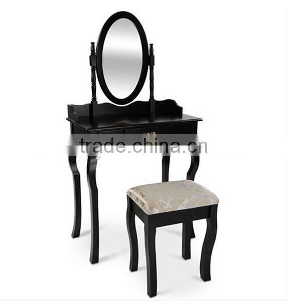 Wooden Make Up Table with Mirror and Stool, Bedroom Wooden Dresser Set, Wooden Crafts