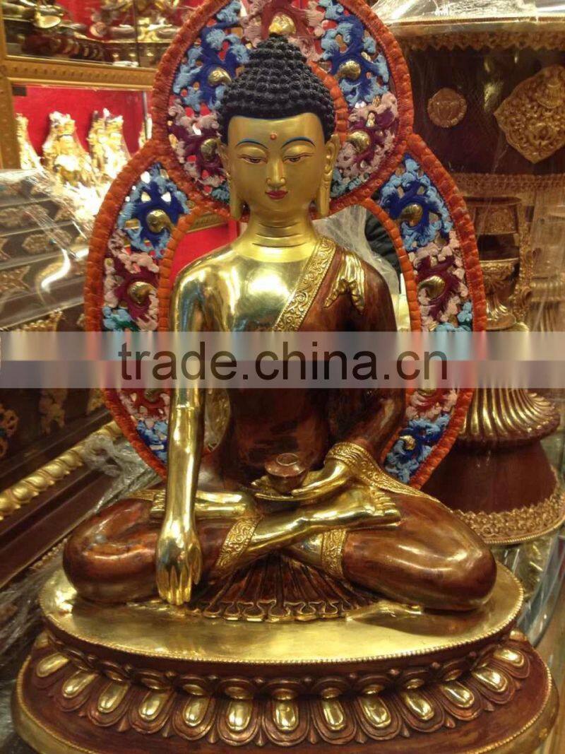 Brass Sitting Buddha Statue on Elephant Statue