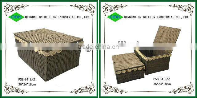 Hand-woven paper rope storage basket cheap hamper baskets lidded paper rope basket