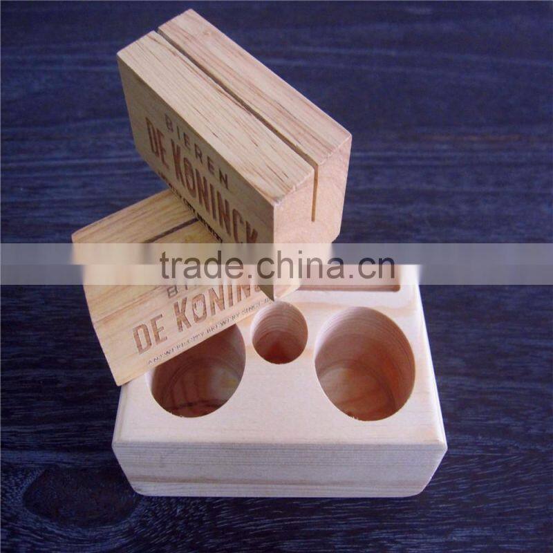 High Quality Wooden Photo Stand Beech Wood Business Cards Holder For Name Cards or Restaurant Manu