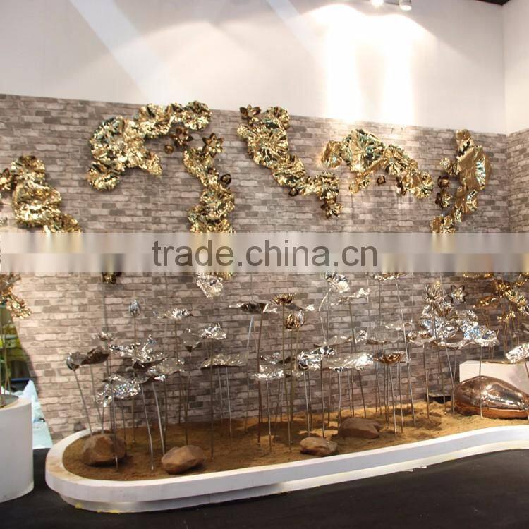art deco decoration stainless steel lotus metal wall sculpture for sale