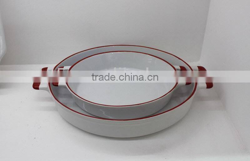 large rectangle tableware bakeware with red rim