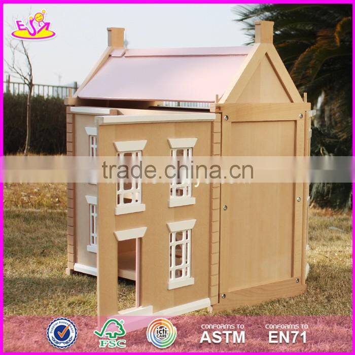 2017 New design lovely wooden girls dollhouse for sale W06A237