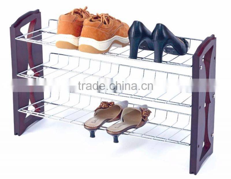Living room furniture stackable 4 tier stainless steel metal shoe rack