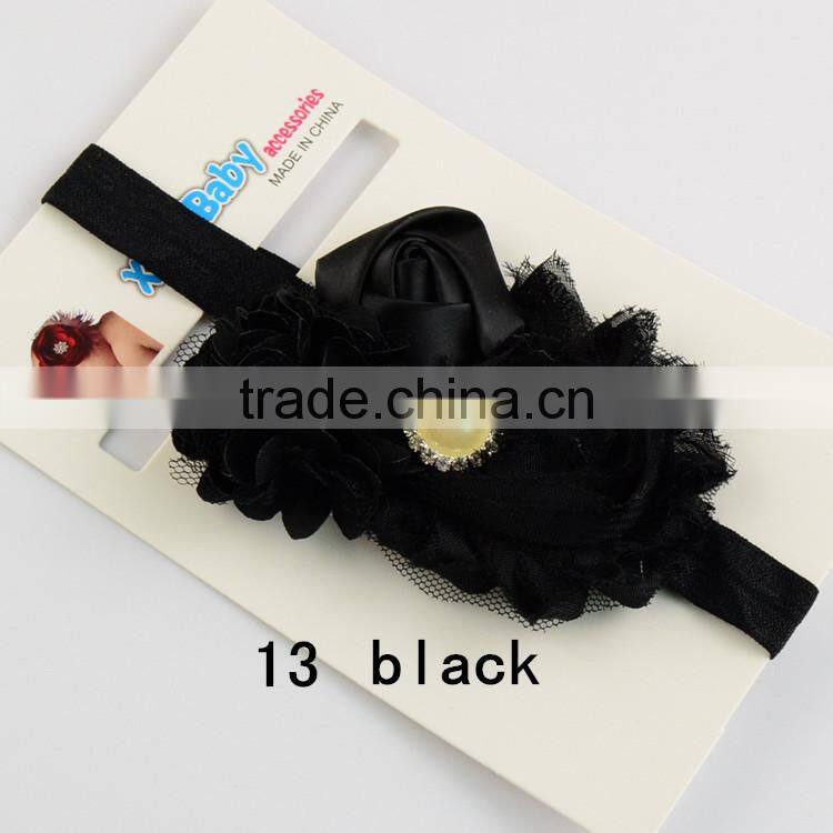 Most Hot Baby Hairband Flower Handwear Kids Girls Flower Ribbon Baby Elastic Headband For Kids
