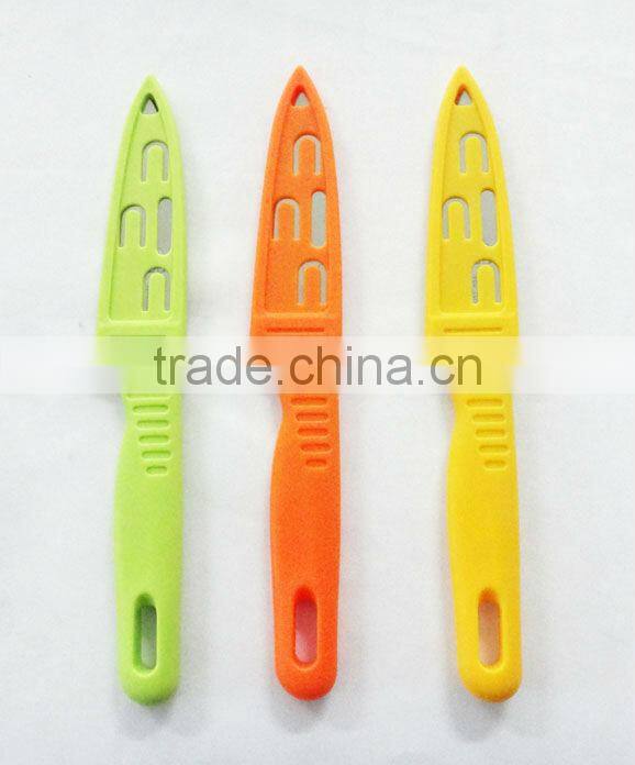 high quality stainless steel colorful handle paring knife with PP sheath