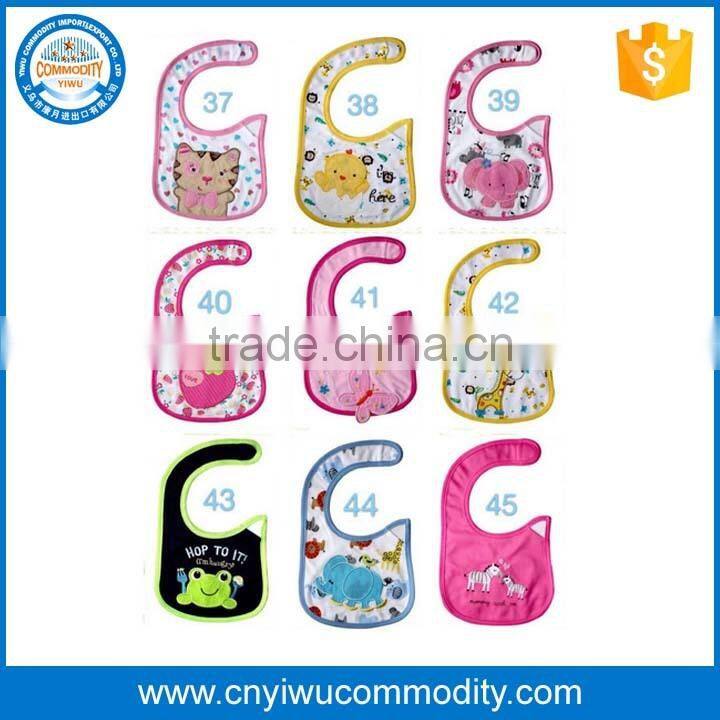 New embroidery cute baby bibs animals cotton baby bandana bibs