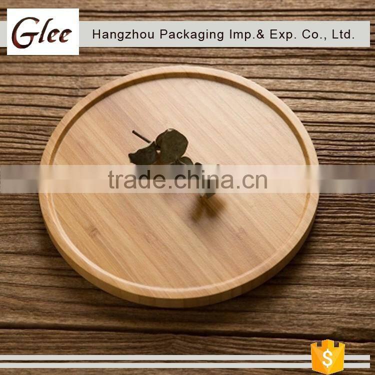 Custom round finish bamboo tray