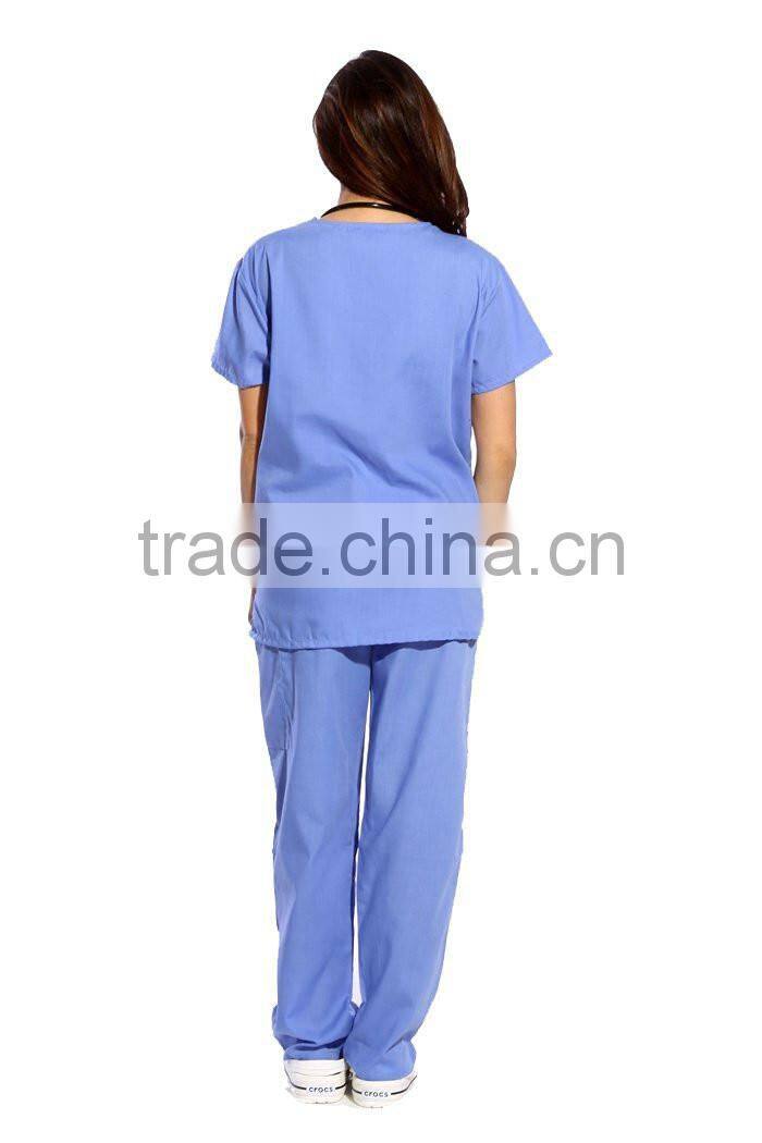 Women's Scrub Sets,Matching Top And Pants Solid Scrubs Medical Scrubs China Nursing Uniform With 6 Pockets Wholesale