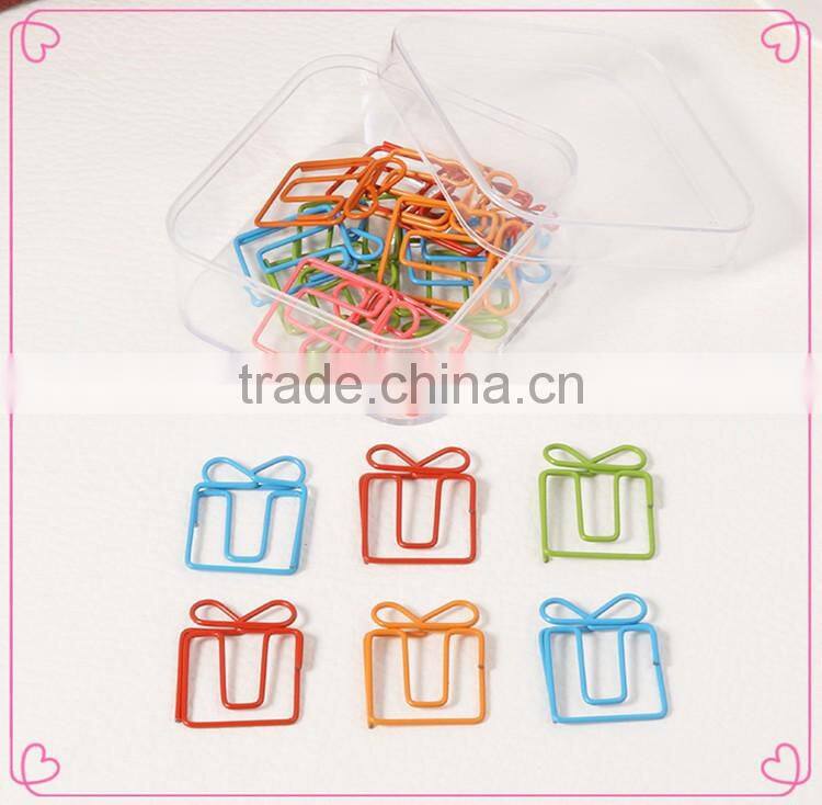 Facoty supply christmas gift box shape metal paper clips