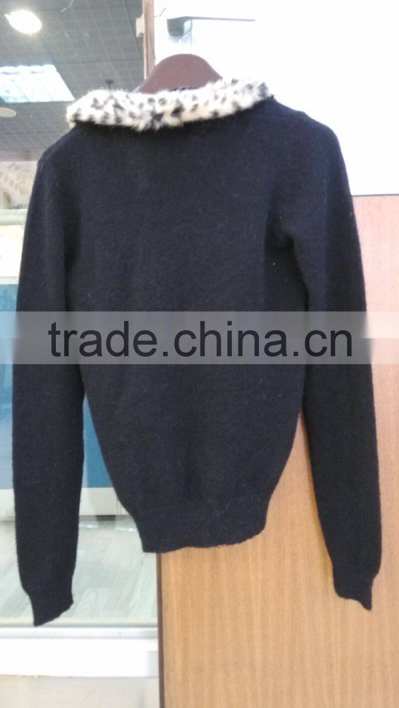 2014 Ladies knitted sweater,pullover with mohair