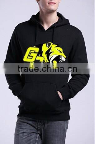 men's solid color polyester/cotton hoodies custom logo printing wholesale