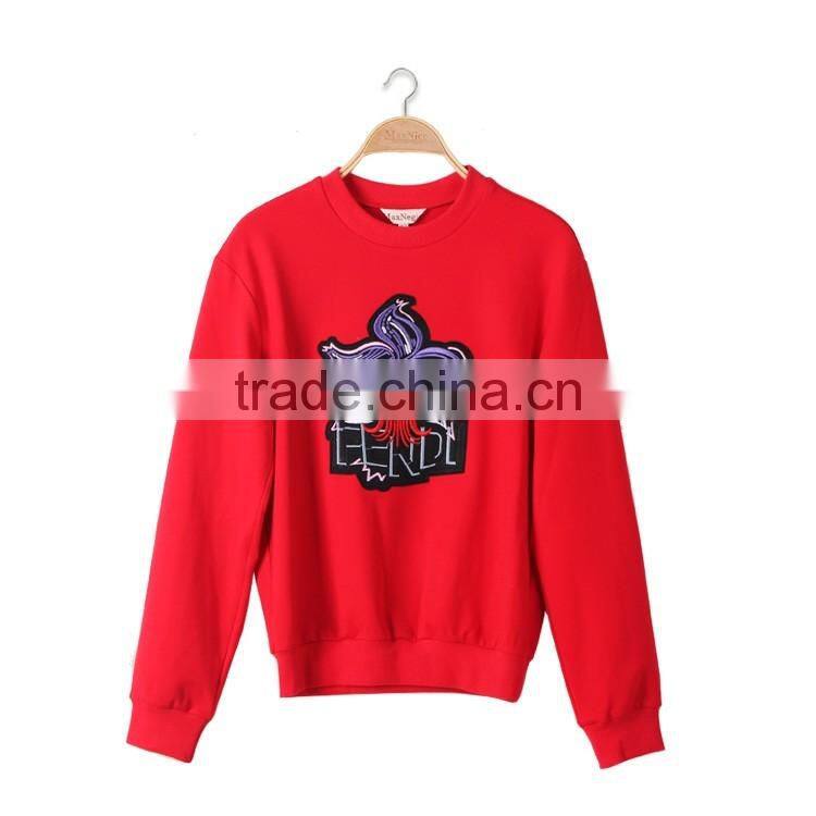 Fashion sweatshirt embroidery coat red for custom sweatshirt