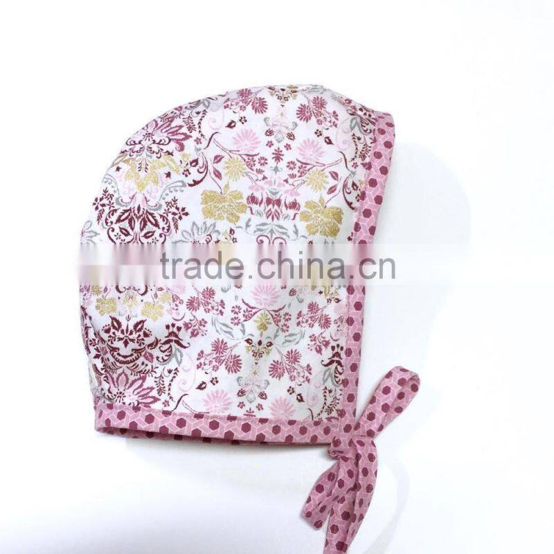 Reversible Baby Bonnet Flower Plain Pattern Lace Fanric Spring Baby Hat