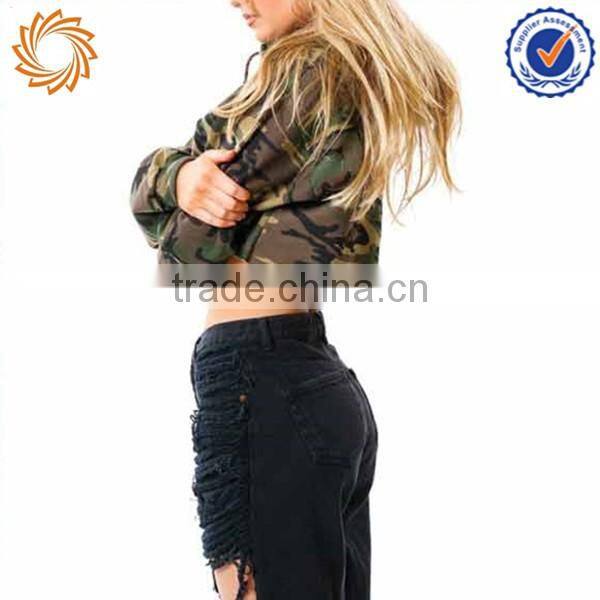 Womens camo crop top hoodie 3d digital printing