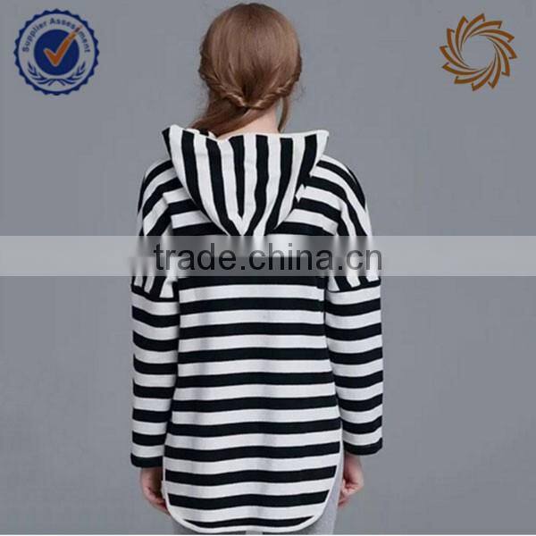 Longline curve hem striped cute hoodies for women