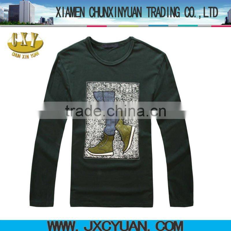 wholesale fashion design long sleeve men t shirt with printing